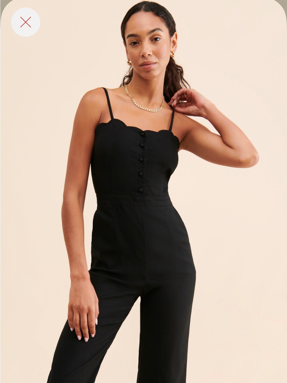 Maeve by Anthropologie Black Scallop Jumpsuit